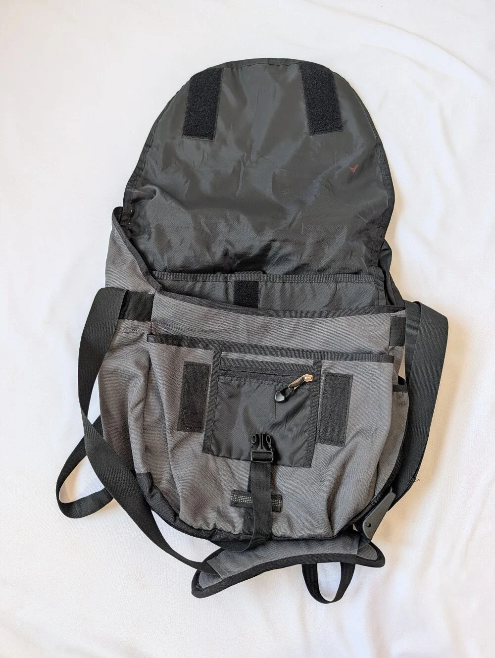 Eddie Bauer Convertible Backpack Messenger Laptop Bag Gray Blue Travel Commuter